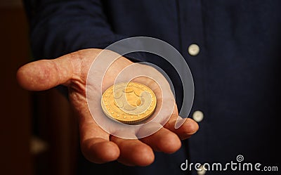 Polkadot cryptocurrency symbol golden coin 3d illustration Editorial Stock Photo