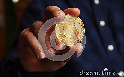 Polkadot cryptocurrency symbol golden coin 3d illustration Editorial Stock Photo