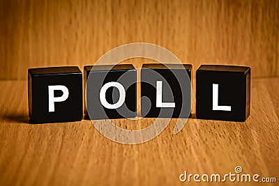 Poll word on black block Stock Photo