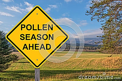Pollen Season Ahead Warning Sign Stock Photo