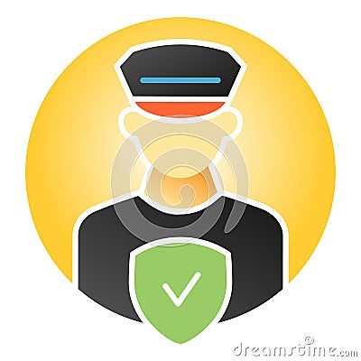 Pollice officer control flat icon. Policeman with check color icons in trendy flat style. Police security gradient style Vector Illustration