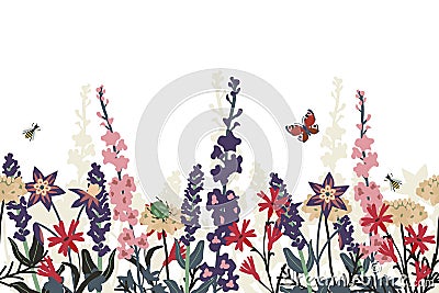 Pollinator vector garden Vector Illustration