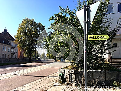 Polling station street sign in Swedish Editorial Stock Photo