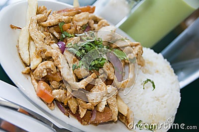 Pollo saltado Stock Photo