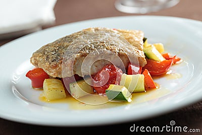Pollock fillet with vegetables Stock Photo