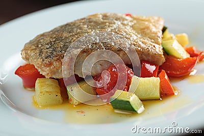 Pollock fillet with vegetables Stock Photo