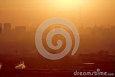 Polluted city, Beijing, China Stock Photo