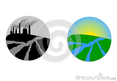 Polluted and clean Earth Stock Photo