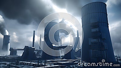 Depressing industrial area with heavy smoke Stock Photo