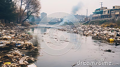 Polluted landscape with contaminated soil Stock Photo
