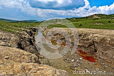 Polluted river in Buzau, Romania Stock Photo