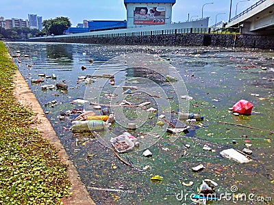 Polluted river canal