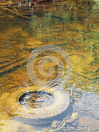 Polluted shallow river Stock Photo