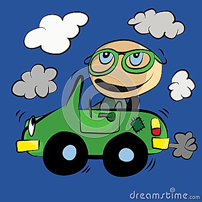 Polluting Environment Car Smog : Cartoon. Vector Illustration