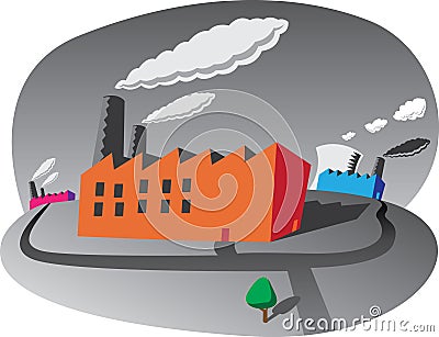 Polluting Factories Vector Illustration