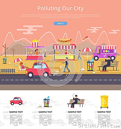 Polluting Our City Poster Vector Illustration Vector Illustration