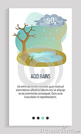 Pollution in Atmosphere, Acid Rain, Recycle App Vector Illustration