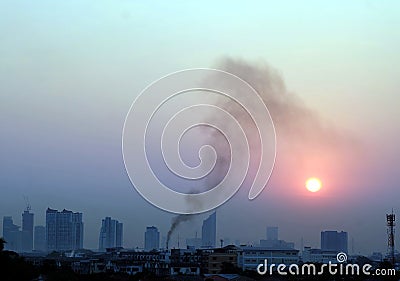 Pollution in big town. Stock Photo