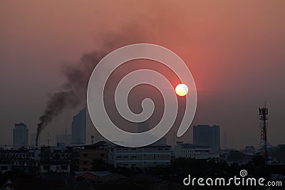 Pollution in big town. Stock Photo