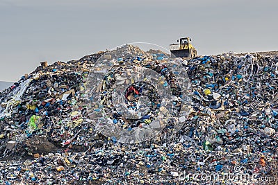 Pollution concept. Garbage pile in trash dump or landfill Stock Photo