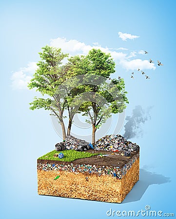 Pollution concept. Cartoon Illustration