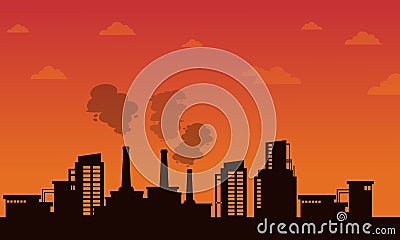 Pollution industry on orange background Vector Illustration