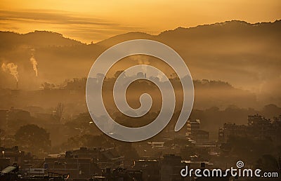 Pollution over the city Stock Photo