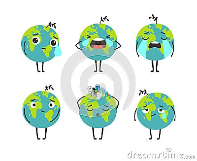 Pollution planet character Vector Illustration