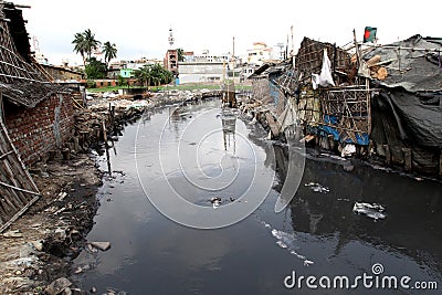 Pollutions at Hazaribagh tannery of Bangladesh Editorial Stock Photo