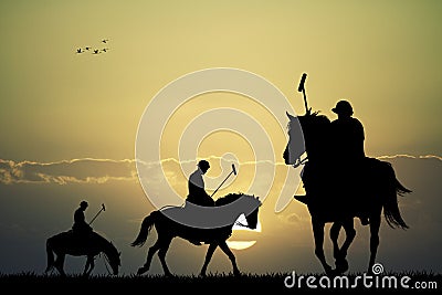 Polo players on horses Stock Photo