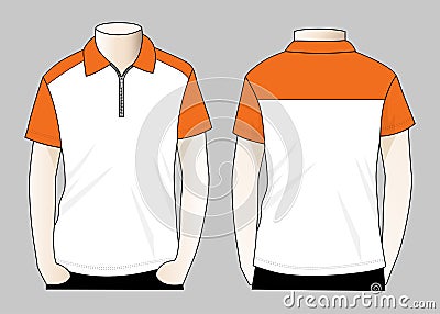 White-Orange Polo Shirt With Zip-Placket Design Stock Photo