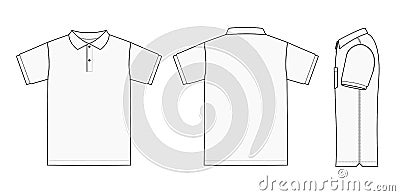 Polo shirt ,golf shirt template illustration /no pocket type /front,back,side / white Vector Illustration