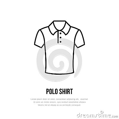 Polo shirt icon, clothing shop line logo. Flat sign for apparel collection. Logotype for laundry, clothes cleaning Vector Illustration