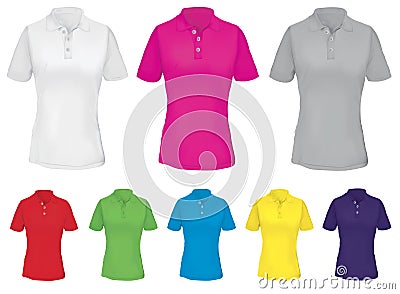 Polo Shirt Template for Woman in Many Color Vector Illustration