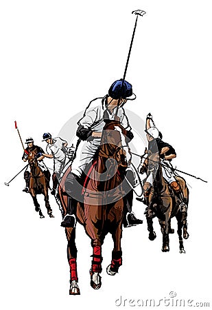 Polo Sport Player on horseback Vector Illustration
