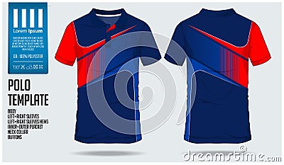 Polo t shirt sport design template for soccer jersey, football kit or sport club. Sport uniform in front view and back view. Vector Illustration