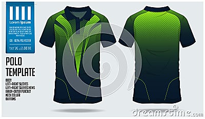 Polo t shirt sport design template for soccer jersey, football kit or sport club. Sport uniform in front view and back view. Vector Illustration