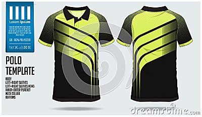 Polo t shirt sport design template for soccer jersey, football kit or sport club. Sport uniform in front view and back view. Vector Illustration