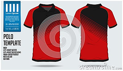 Polo t shirt sport design template for soccer jersey, football kit or sport club. Sport uniform in front view and back view. Vector Illustration