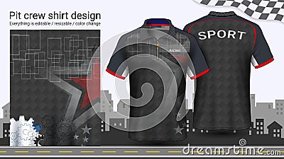 Polo t-shirt with zipper, Racing uniforms mockup template for Active wear and Sports clothing. Vector Illustration