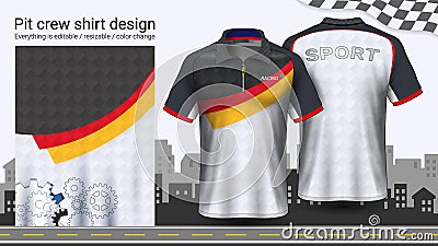 Polo t-shirt with zipper, Racing uniforms mockup template for Active wear and Sports clothing. Vector Illustration