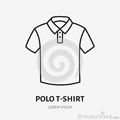 Polo tshirt doodle line icon. Vector thin outline illustration of sport apparel. Black color linear sign for casual Vector Illustration