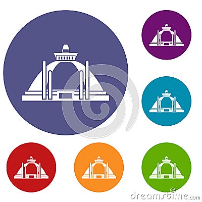 Polonnaruwa, ancient stupa icons set Vector Illustration