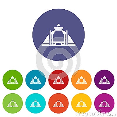 Polonnaruwa, ancient stupa set icons Vector Illustration