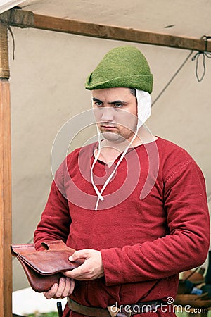 Portrait of a young medieval male warrior Editorial Stock Photo