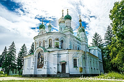 Old Sampson Church in the memorial complex Poltava Battle Field. Orthodox Christian church at the site of the victory of Peter the Editorial Stock Photo