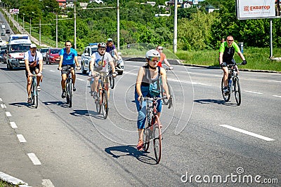 Locals participate in the charity cycle Editorial Stock Photo