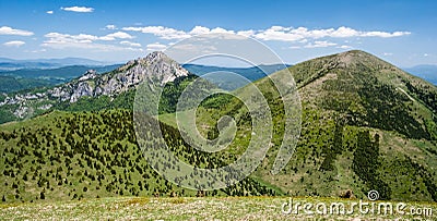 Poludnovy grun, Maly Rozsutec, Velky Rozsutec and Stoh hill in Mala Fatra mountains in Slovakia Stock Photo