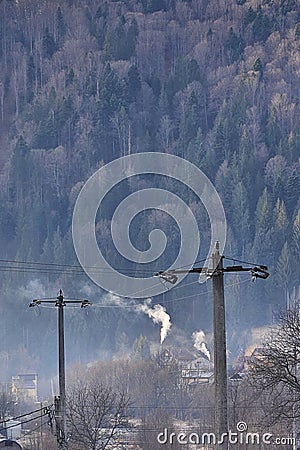 Polution vs clean energy Stock Photo