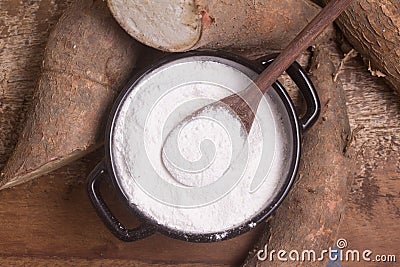 Polvilho Azedo in a Bowl. A kind of cassava flour Stock Photo